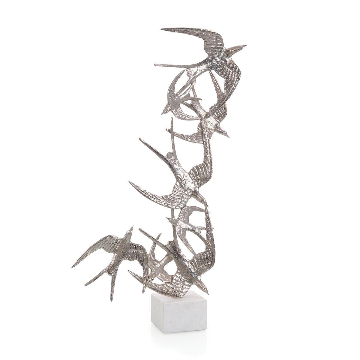 Swallows in Flight in Nickel-John Richard-Sculptures &amp; Objects-Artistic Elements