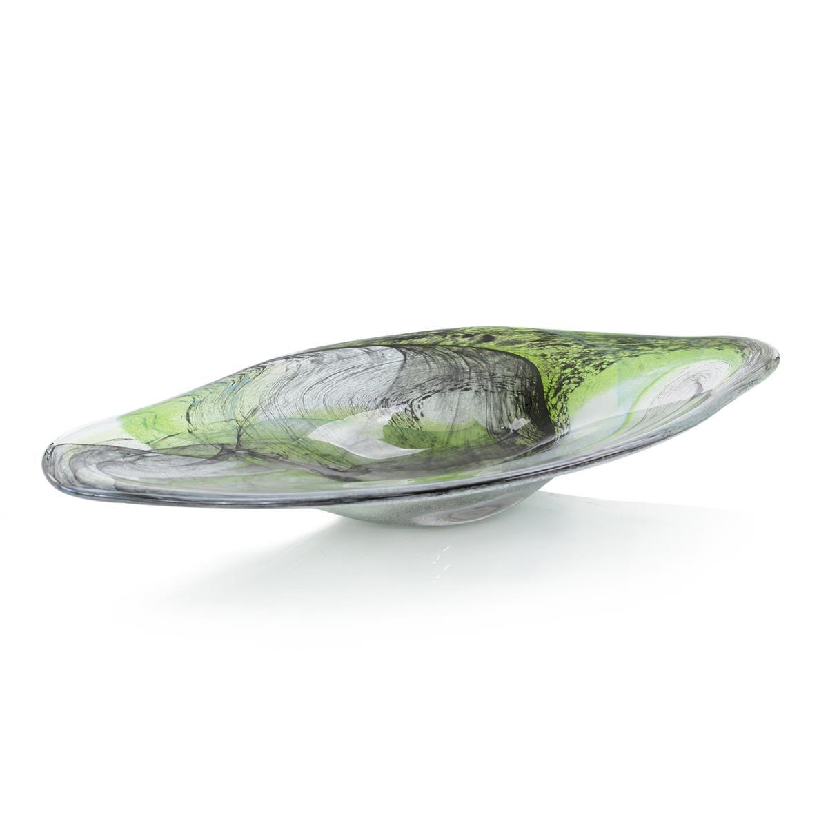 Emerald Green and Charcoal Handblown Glass Bowl-John Richard-Bowls-Artistic Elements