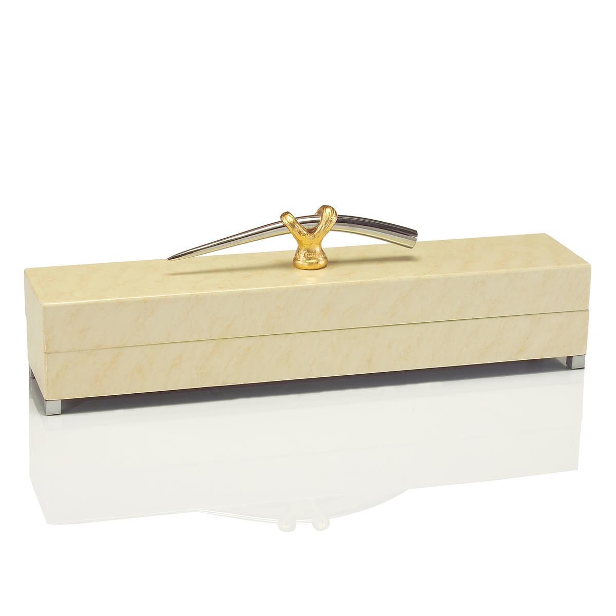 Cream Box with Gold and Nickel Handle-John Richard-Boxes-Artistic Elements