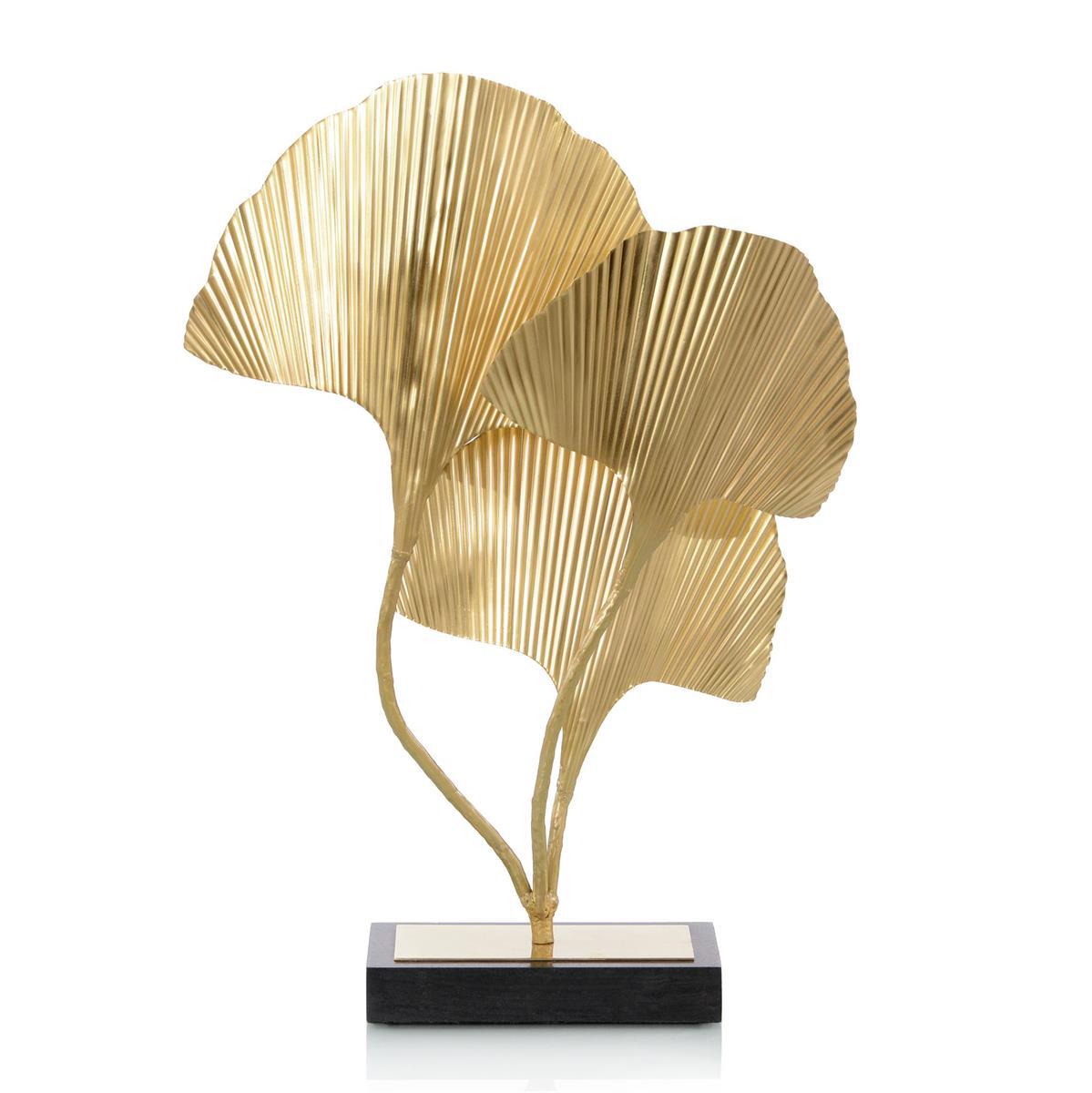 Shadows of the Ginkgo Leaf Torchiere Lamp-John Richard-Table Lamps-Artistic Elements