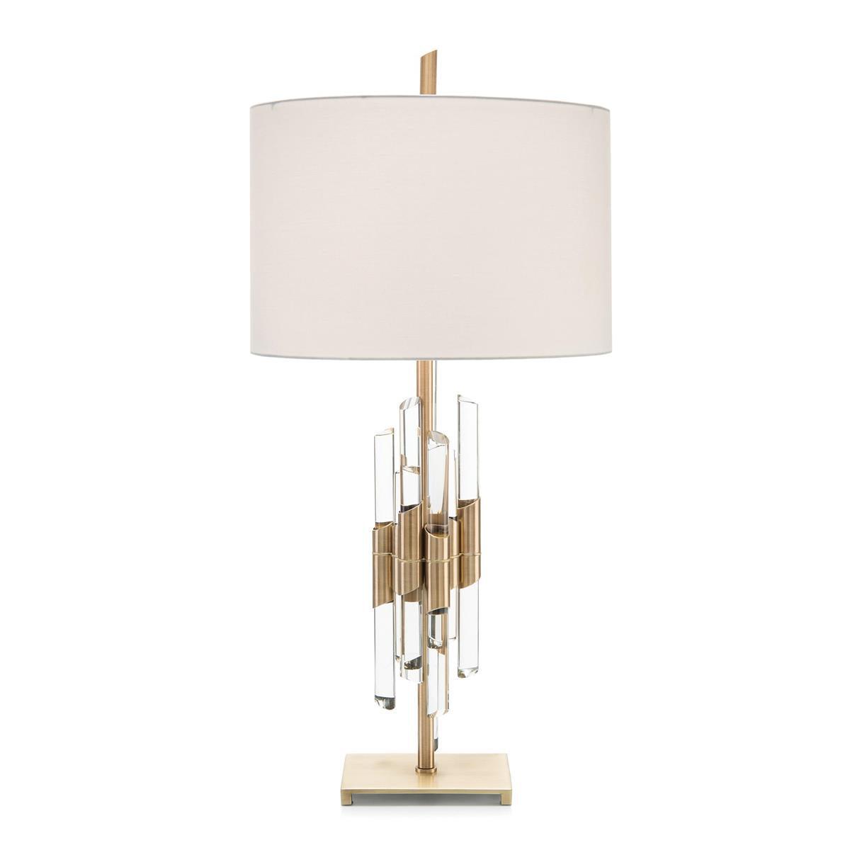 Brass and Crystal Rod Table Lamp-John Richard-Table Lamps-Artistic Elements
