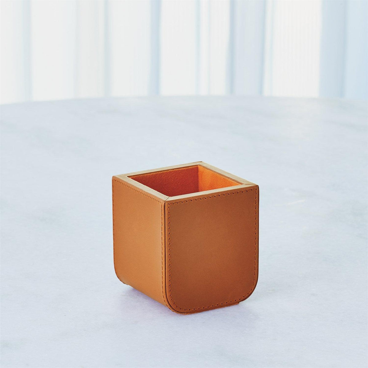 Radius Edge Leather Desk - Orange-Global Views-Office Accessories-Artistic Elements