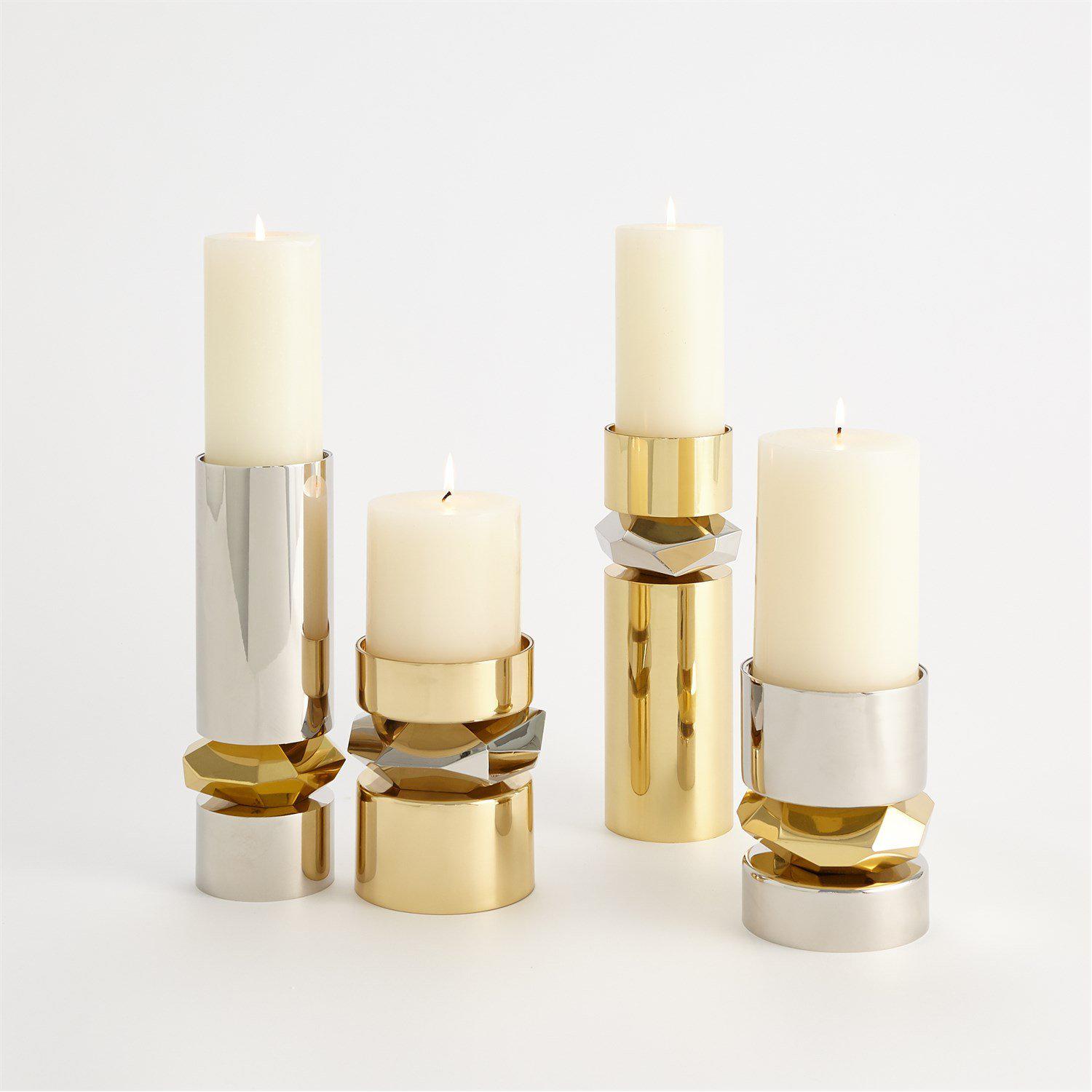 Romano Nickel Candle Holders-Global Views-Candleholders-Artistic Elements