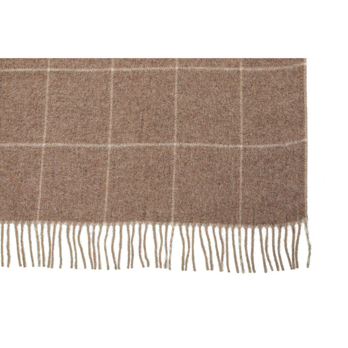 SQUARES Light Brown &amp; White Wool/Linen Throw-Fibre-Throw blankets-Artistic Elements
